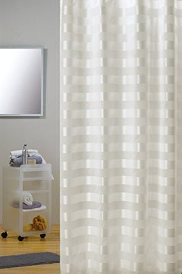 MSV Rideau de Douche Polyester Amalfi 180x200cm QUALITÉ Premium Blanc - Anneaux Inclus