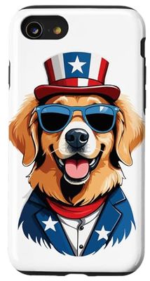 Carcasa para iPhone SE (2020) / 7 / 8 Perro patriótico Golden Retriever 4 de julio