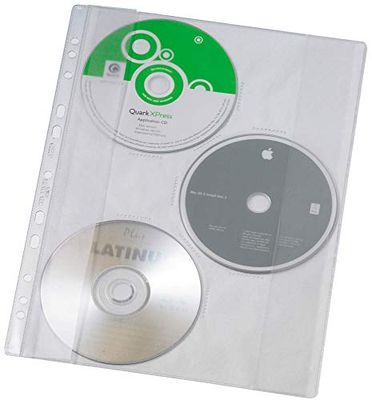 VELOFLEX 4359000 - CD-hoes DBGM, verpakking van 10 DIN A4 voor 3 cd's, met afsluitklep glashelder