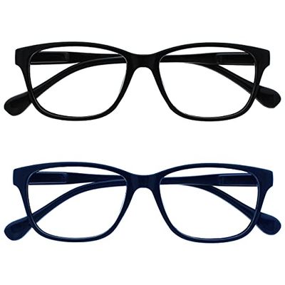 The Reading Glasses Company Black & Navy Blue Lightweight Readers Value 2 Pack Mens Womens Spring Hinges RR27-13 +3.50