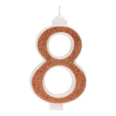 Decoratieve verjaardagskaars cijfer 8 met gouden glitter