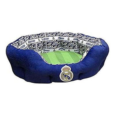 Real Madrid CF huisdierbed, mand, maat L, polyester, blauw/wit, officieel product (CyP Brands)