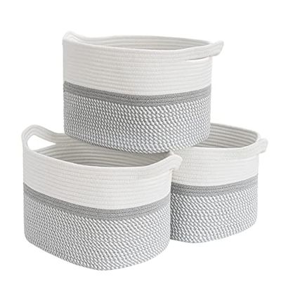 CHICVITA Opbergmanden van katoenen touw, kubusmand, onderkastmand, mandenset voor kinderkamer, boeken, sokken, handdoeken, dekens, grijs, verpakking van 3