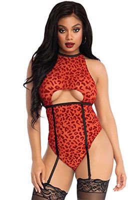 Leg Avenue Women's Sheer Backless Babydoll Lingerie Not Applicable, Red, S/M