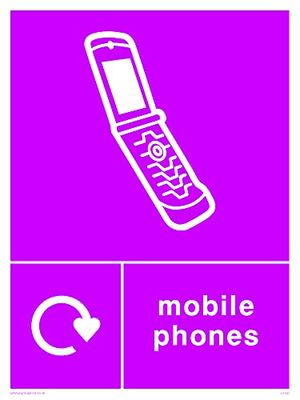 Lot de 5 panneaux de recyclage pour téléphones mobiles, 150 x 200 mm - A5P