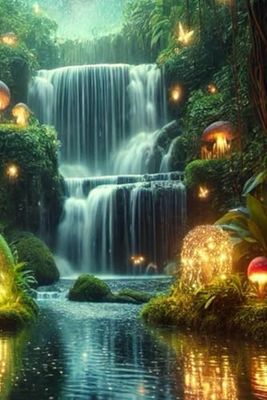 Secret Waterfall Garden Notebook: Teens, Adults, Students, 6x9, 100 Pages