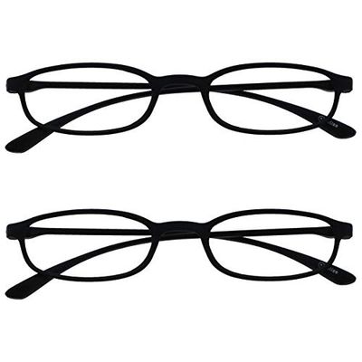 OPULIZE Fly Gafas de Lectura Pack de 2 Montura Estrecha Ultra Pequeña Ligera Flexible Plegable Negro Mate Lentes Resistentes a Arañazos Unisex Hombre Mujer RR67-1 +2.00