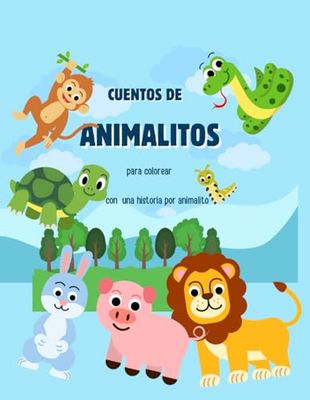 libros de animales para colorear con 1 historia por animalito: imágenes fáciles y divertidas de objetos cotidianos y animales para colorear