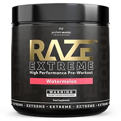 Protein Works - Raze Extreme Pre Workout Powder Creatine, Caffeine & Beta Alanine Energy Drink Watermelon 30 servings