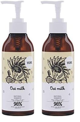 Yope Natural Shampoo Oat Milk Natural Ingredients Nourishing Lime Vegan Paraben Free SLS Free Cruelty Free (Oat Milk, Shampoo) 300 ml (Pack of 2)