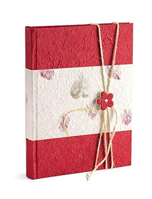 Álbum 23 x 30/30 Hojas de Papel de arroz Liso y Papel de arroz Floral con Cierre de botón y Cordel, Rojo