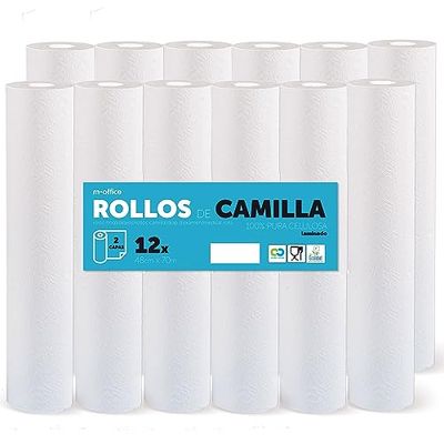 Rotolo per barella, Rotolo di carta per barella per procedure mediche, massaggi, trattamenti estetici e termali, Carta per barella estetica e massaggi (60cm x 70m cellulosa laminata, 12 unità)