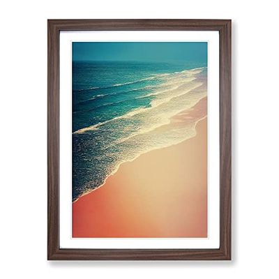 Beach At Sunset Framed Print for Living Room Bedroom Home Office Décor, Wall Art Picture Ready to Hang, Walnut A2 Frame (64 x 46 cm)