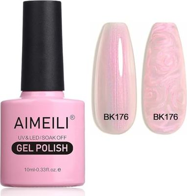 AIMEILI Pearl Shell Gel Nail Polish, Polarized Glitter Shimmer Gel Polish UV LED Soak Off Nail Art Varnish Manicure Gift - (176) 10ml