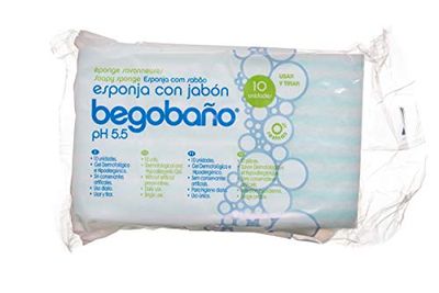 Begobaño Esponja Jabonosa Desechable, Esponja de Baño de Un Solo Uso con Gel Dermatológico e Hipoalergénico, 1 paquete x 10 Unidades