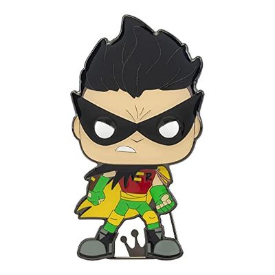 Loungefly POP! Large Enamel Pin DC: TEEN TITANS - Robin - ROBIN - Teen Titans Go! Pin en Émail - Broche Fantaisie Mignonne à Collectionner - pour les Sacs à Dos et Sacs - Idée de Cadeau