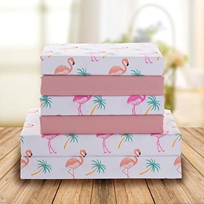 Elegant Comfort Lyxiga mjuka lakan flamingomönster 1 500 trådantal percale egyptisk kvalitet mjukhet skrynkel- och blekningsbeständig (6-delar) bäddset, kung, flamingo