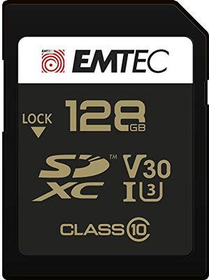 EMTEC ECMSD128GXC10SP - Carte SD - UHS-I U3 - Classe 10 - Gamme Speedin - avec adaptateur Ultra Haute Performance - Vitesse de lecture jusqu'à 95MB/S - 128 Gb