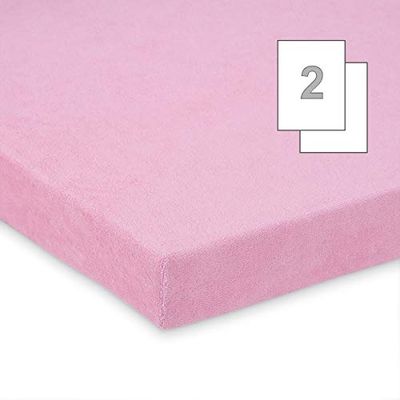 Dubbelpack FabiMax 3543 frotté spännlakan för sängbäddar och vägar, 90 x 40 cm, rosa