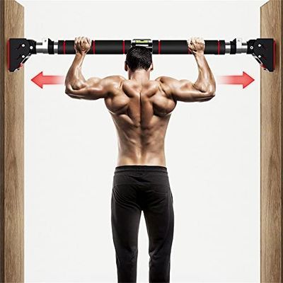 HAKENO Pull Up Bar Geen Schroef Installatie Deuropening Chin up Bar Verstelbare Breedte Sluitmechanisme Fitness Workout Bar Thuis Gym Apparatuur (37.6 ''-47.6'')