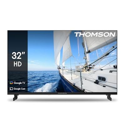THOMSON 32 Tum (81 cm) Led HD Google TV, Wi-Fi, Dolby Vision IQ, Dolby Atmos, HDR10, Bluetooth 5.1, Triple-Tuner (Kabel/Satellit/Antenn), HDMI, CI+, A+ Panel - 32HG2S14