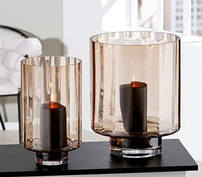 Lantern, cylindrical, Glass, brown, PU 1, H. 30 cm, D. 18 cm