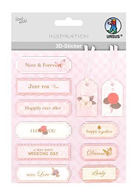 Ursus 56420065 3D Sticker Wedding Consisting of Multiple Levels High-Quality Materials Self-Adhesive for Embellishing Greeting Cards, Scrapbooking and Other Crafts One Size