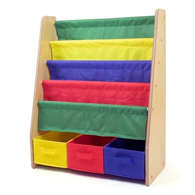 Humble Crew Bibliothèque et étagère de Rangement pour Enfants à 4 Niveaux, étagère à Livres pour Enfants, bibliothèque, Couleurs primaires