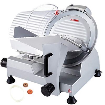 BuoQua Cortafiambres Profesional, 250W 30 cm Hoja de Acero Inoxidable Cortafiambres Eléctrico, Espesor 0-16 mm Cortadora de Fiambres Ajustable para Carne, Fiambres, Queso, Rosbif, Verduras, Frutas