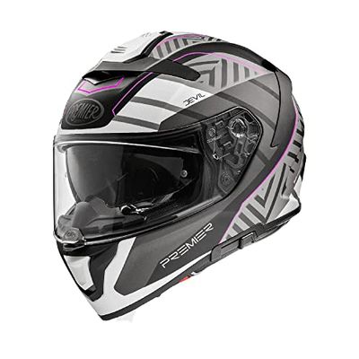 Premier Casque Devil Gris foncé, Gris Clair avec profils Fuchsia, Taille S, Unisexe