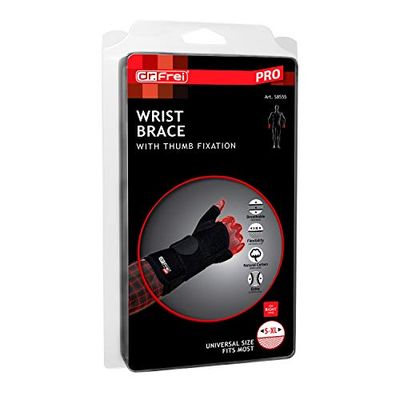 Dr.Frei Pro Medical/Sports Wrist Brace with Thumb Fixation Right Hand, Black, Made in EU