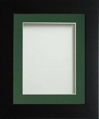Frame Company Watson Matte Black Picture Photo Frame fitted with Perspex, 20x16 inch with Bottle Green Mount for image size A3