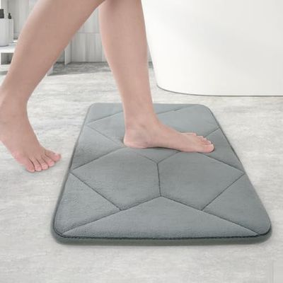 Cozary Tapis de Bain 60 x 40 cm, Tapis de Bain en Mousse à Mémoire de Forme, Tapis de Douche Absorbant, Lavable en Machine, Antidérapant, pour Le Salon, la Salle de Bain, la Douche, la Baignoire