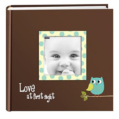 Pioneer Photo Albums EV-246FB/O 200-Pocket Baby Uil Gedrukt Designer Frame Cover Fotoalbum, Blauw, 10,5 x 15,5 cm