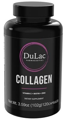 Dulàc - Suplemento de Colágeno Hidrolizado + Ácido Hialurónico, 120 Cápsulas, Colágeno Tipo I, Biotina, Zinc y Selenio, Piel, Articulaciones, Huesos