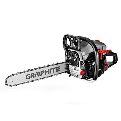 GRAPHITE Motosega a benzina da 2 kW (2,7 KM, asta da 18", cilindrata 52 cm3, motore a combustione 2 tempi, asta da 45 cm, interruttore automatico di aspirazione, capacità serbatoio 550 cm³