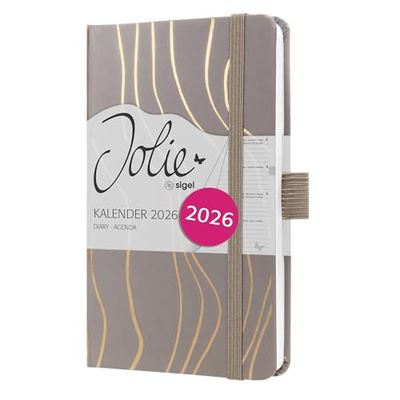 SIGEL J6350 Weekly planner Jolie 2026-1 year - approx. A6 - Mocca Meringue - 2 pages = 1 week - hardcover - 80 gsm - brown - 174 p. - FSC-certified