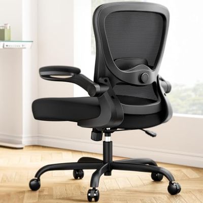 Marsail Chaise de Bureau Ergonomique avec Support Lombaire 3D, accoudoirs rabattables, Verrouillage inclinable de 90 à 120 ° et Coussin d'assise épais, Chaise de Bureau Confortable à Domicile, Charge