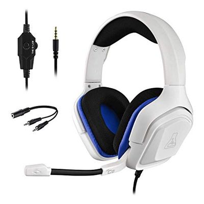 The G-LAB Korp COBALT Gaming Headset - Microfoon Stereo Hoofdtelefoon, Ultralicht, Basgitaar Headset - Microfoon 3,5 mm-Aansluiting voor PC PS4 PS5 Xbox One Mac Nintendo Switch Tablet Smartphone (Wit)