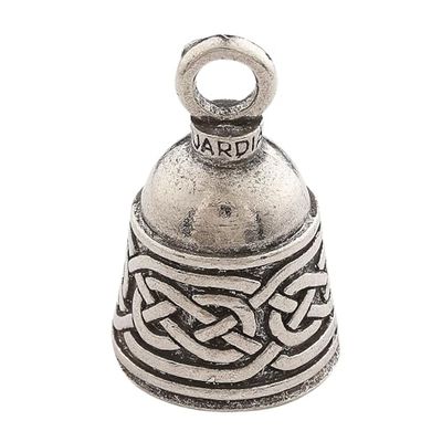 Guardian Bell Cloche porte-bonheur en tissage celtique avec porte-clés et sac cadeau en velours noir | Sonnette de moto | Étain sans plomb | Fabriquée aux États-Unis