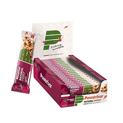 Power Barr Natural Energy Cereal Raspberry Crisp 18x40g - Vegan Carbohydrate Energy Bar + Magnesium