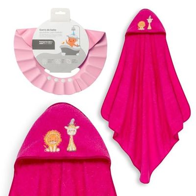 Interbaby - Mantello da bagno per bambini + berretto regolabile | Asciugamano con cappuccio 100% cotone, unisex, morbido, asciugatura rapida, ideale per neonati, neonati e bambini piccoli | Design