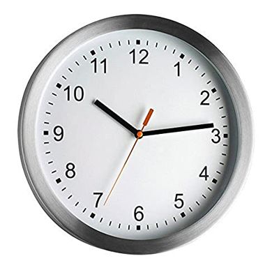 TFA Reloj de Pared electrónico Plata de 300 mm, Aluminio y Cristal, Plateado