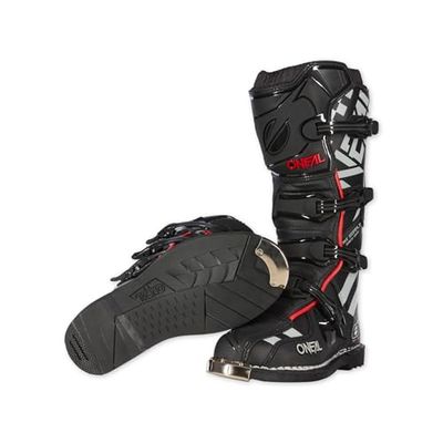 O'NEAL | Bottes de motocross | MX Enduro | Protection de semelle en métal, boucles de fermeture facilement réglables | TRIBUTE Boot SQUADRON V.21 | Adulte | Noir/Gris | Taille 41/8
