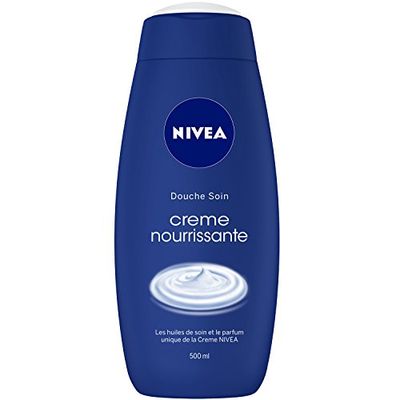 NIVEA Krem pod prysznic do pielęgnacji (1 x 500 ml), wzbogacony o olejek z pestek rozumu i słodki migdał, nawilżająca pielęgnacja ciała, która oczyszcza szanuje i wzmacnia mikrobiom dla skóry suchej