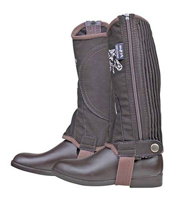 HKM Män rida Chaps Faux Nubuck med elastisk insats brun mörkbrun storlek: 6 (EU)