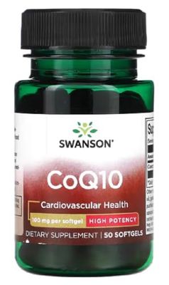 Swanson - CoQ10 100 mg | Coenzima Q10 | Apoyo para los niveles de energía y la salud del corazón con antioxidantes - 100 mg, 50 Cápsulas