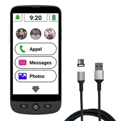 swissvoice S510-M Smartphone, senioren, 4G, ontgrendeld, eenvoudig te bedienen, grote toetsen, magnetische oplaadkabel, SOS-knop geolocatie - Frankrijk-Benelux