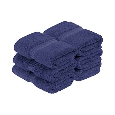 Superior Lot de 6 Serviettes de Toilette en Coton égyptien Ultra Douces en Peluche épaisse et absorbantes, pour Salle de Bain d'invités, hôtel, Spa, Salle de Bain à Domicile, Douche, Bleu Marine