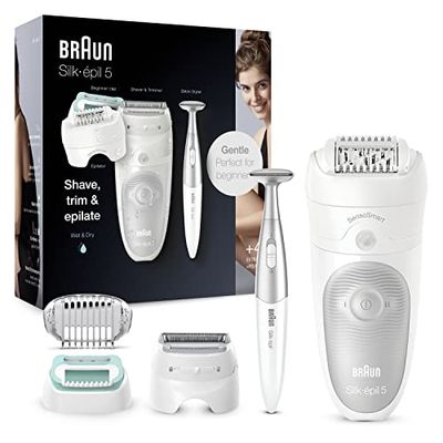 Braun Silk-épil 5 Depiladora Eléctrica Mujer 3 en 1, Kit de belleza para una sepilación suave, 5 5-825 Blanco/Gris